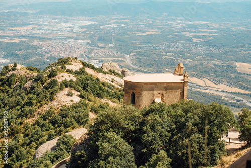 The Montserrat Mountain Spain. The Benedictine monastery of Santa Maria photo