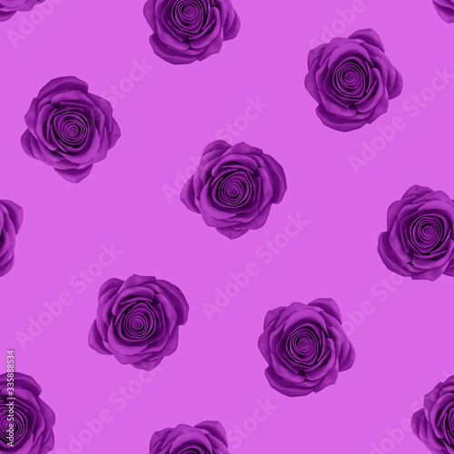 seamless pattern 0f purple roses