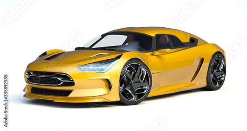 3D rendering of a brand-less generic concept car in studio environment