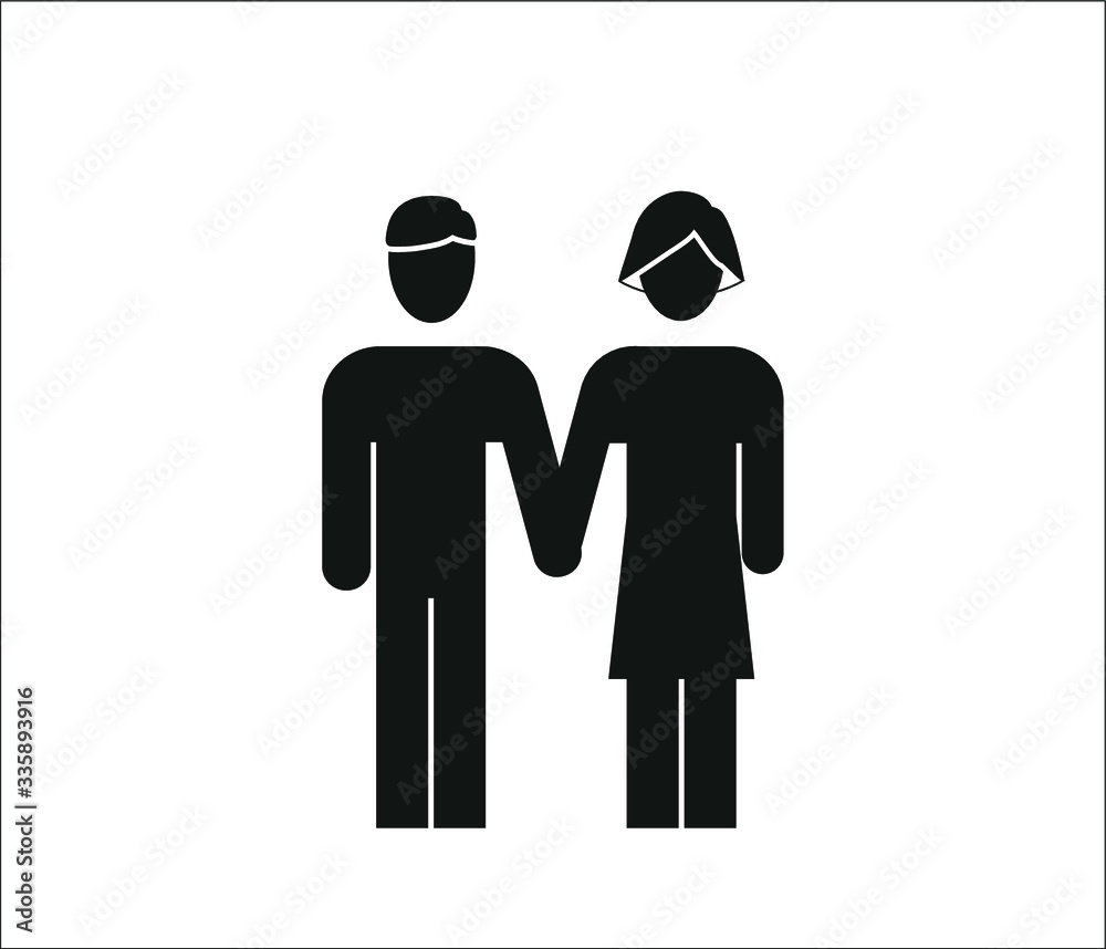 Man and woman holding hands icon on a white background