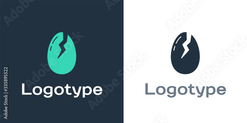 Logotype Broken egg icon isolated on white background. Happy Easter. Logo design template element. Vector Illustration