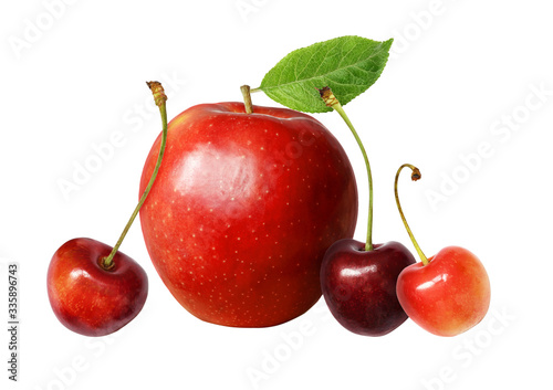 Red apple and sweet cherries