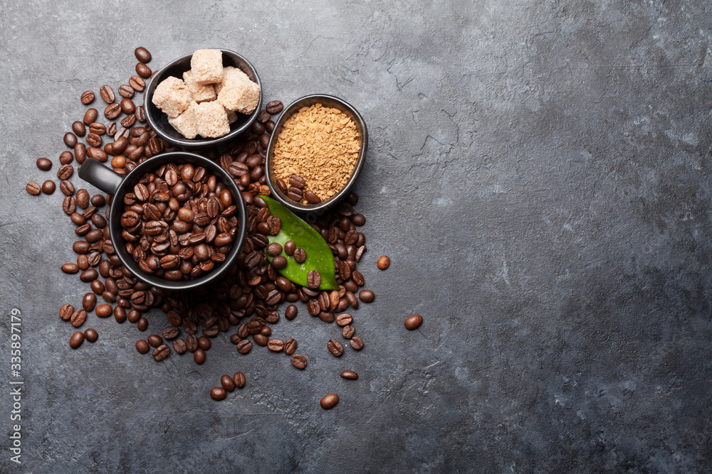 Coffee cup with roasted beans