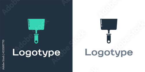 Logotype Putty knife icon isolated on white background. Spatula repair tool. Spackling or paint instruments. Logo design template element. Vector Illustration