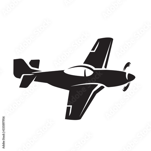Legendary WWII american fighter aircraft vector icon. фототапет