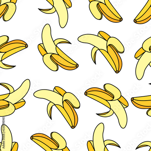 Seamless banana pattern design in vector. Banana background. Tropical fruit pattern.