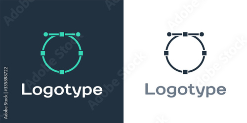 Logotype Circle banner with Bezier curve icon isolated on white background. Pen tool icon. Logo design template element. Vector Illustration