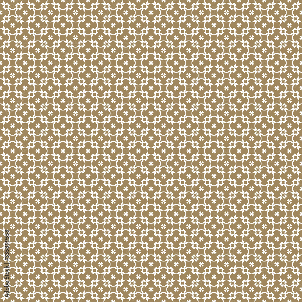 Fototapeta premium Vector golden seamless pattern. Elegant white and gold ornament. Repeat geometric texture, mosaic background, retro style. Abstract ornamental design for prints, decoration, furniture, fabric, cloth