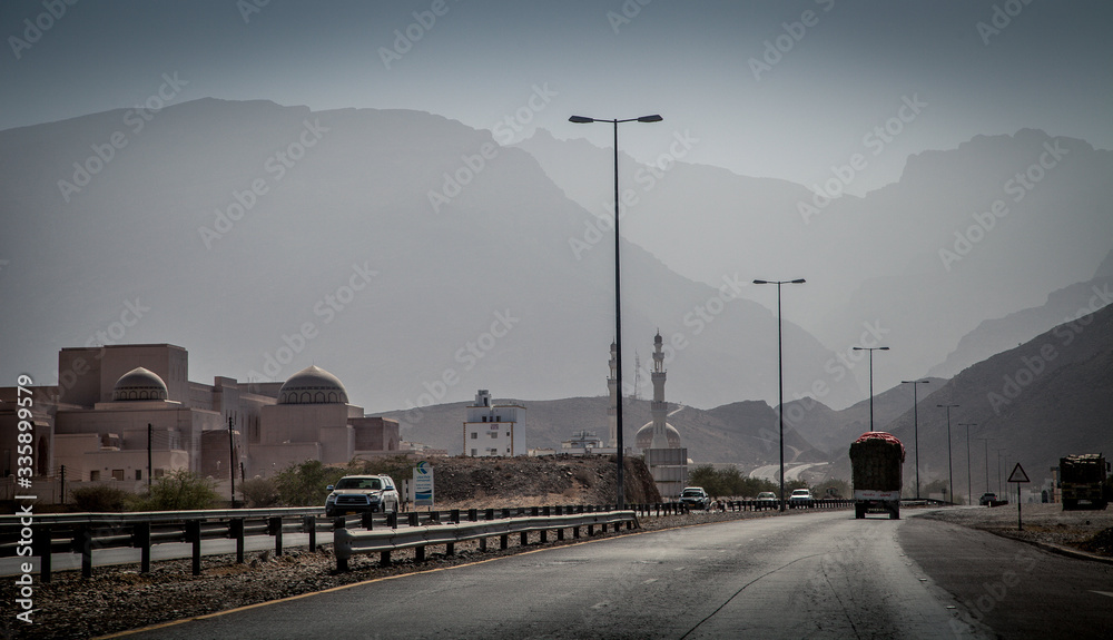 The road to enter in Sur City, Oman