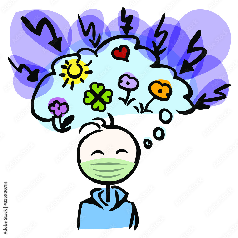 man with a breathing mask thinking positive by jziprian man with a breathing mask thinking positive by jziprian