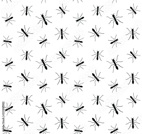 Vector seamless pattern of black sketch ant silhouette isolated on white background © Sweta