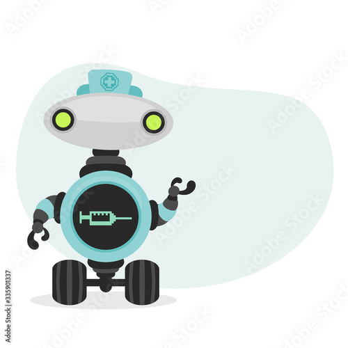 Vector healthcare robot character showing sign