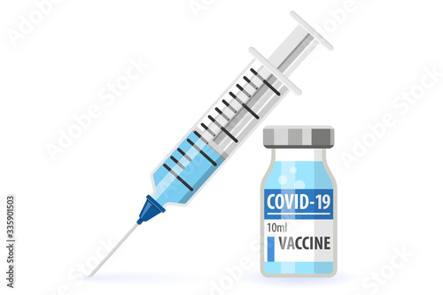 Covid-19 Coronavirus vaccine and syringe