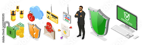 Cyber Security Isometric Banner