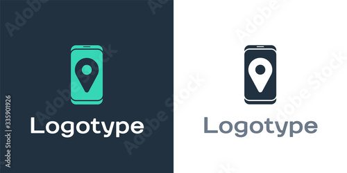 Logotype Infographic of city map navigation icon isolated on white background. Mobile App Interface concept design. Geolacation concept. Logo design template element. Vector Illustration