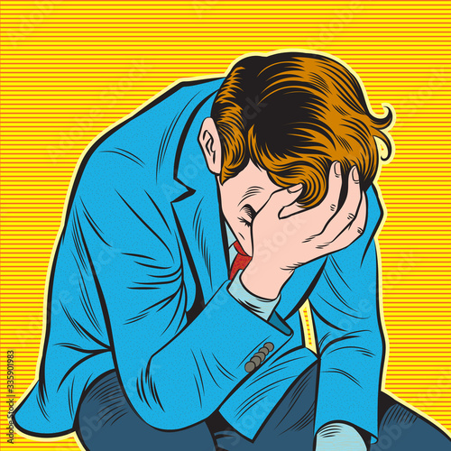 Business people are stressed Business problem encounter concept. Pop art hand drawn style vector design illustrations.