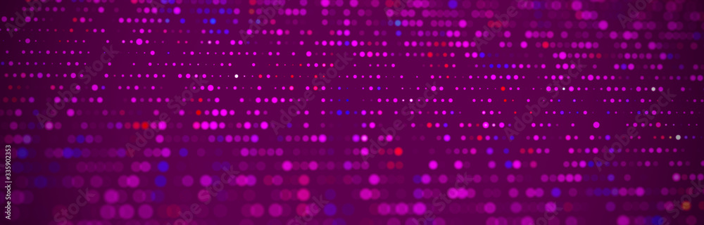 Halftone pattern. Purple composition. Glitch background. Gradient design background. Abstract dotted background. Blurry points. 3d rendering.
