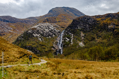 Steall Waterfall in Scotland. Beautiful nature.