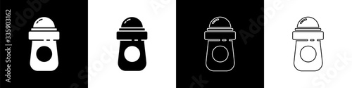 Set Antiperspirant deodorant roll icon isolated on black and white background. Cosmetic for body hygiene. Vector Illustration
