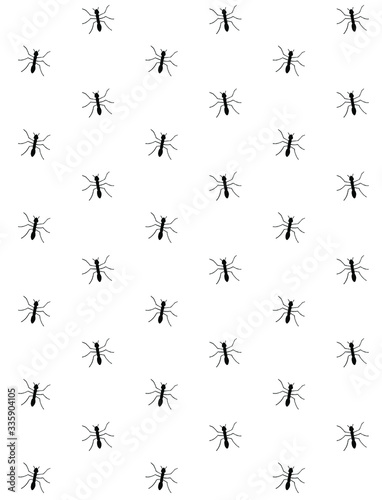 Vector seamless pattern of black sketch ant silhouette isolated on white background © Sweta