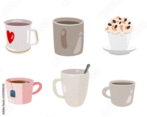 Set of cups. Flat vector illustration 