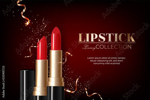 Design lipstick advertising mockup for catalog and magazine. Product design, lipstick mockup