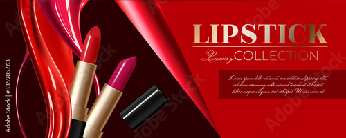 Design lipstick advertising mockup for catalog and magazine with creamy texture. Product design, lipstick mockup