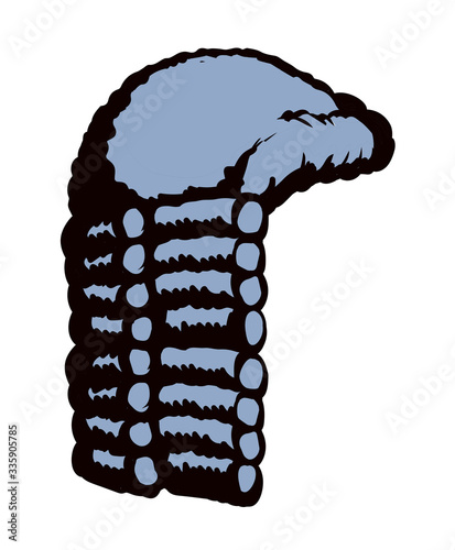 Vintage french wig. Vector drawing