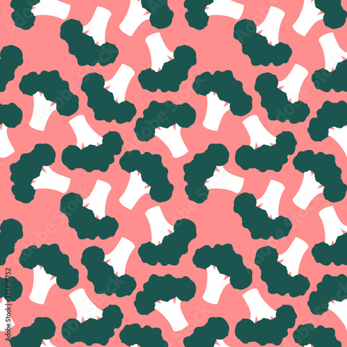 Seamless pattern with broccoli  or asparagus cabbage. Summer vegetarian food.