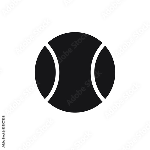 Vector flat black tennis ball isolated on white background