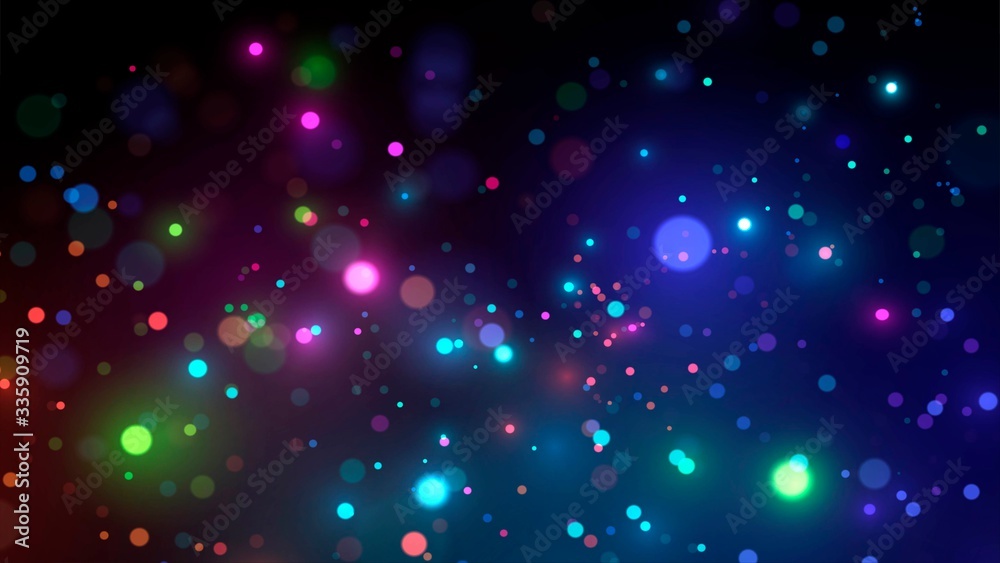 Glowing neon drops of paint on a dark background or blurry colorful sparks - obrazy, fototapety, plakaty 