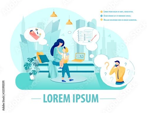 Businesswoman at Home Flat Banner Vector Template