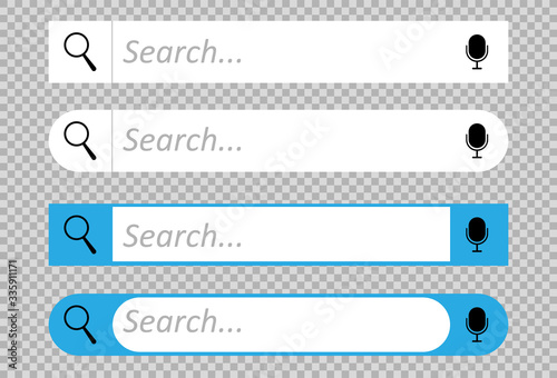 Search bar vector design element, set of search box user interface templates isolated on transparent background. Vector EPS 10