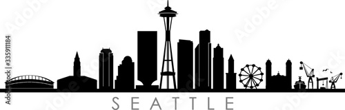 Obraz na płótnie SEATTLE City Skyline Silhouette Cityscape Vector w salonie