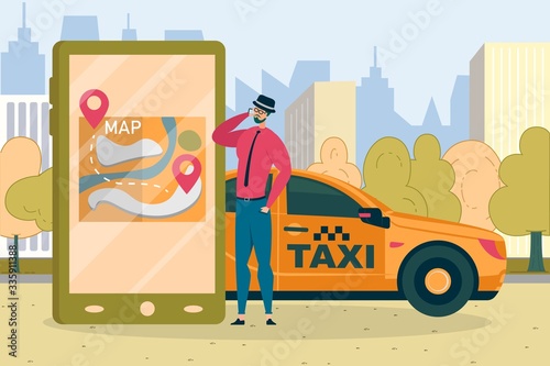 Man Dialing Taxi Service Hotline Trying to Get Car