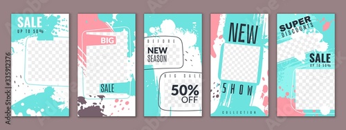 Stories. Trendy design cover frame for social networks posts, editable stories background inspired, media vector template