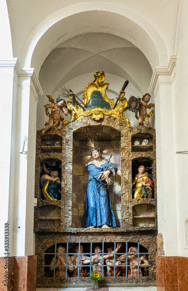 Obraz premium Interior of Baroque Marienmuenster Church, Diessen, Ammersee, Bavaria, Germany
