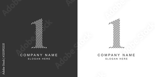 1 logo. 1 number icon. Vector illustration.