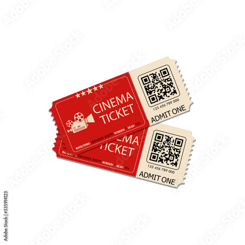 Ticket Cinema.Ticet movie. Vector illustration Isolated on a white background. Vector EPS 10