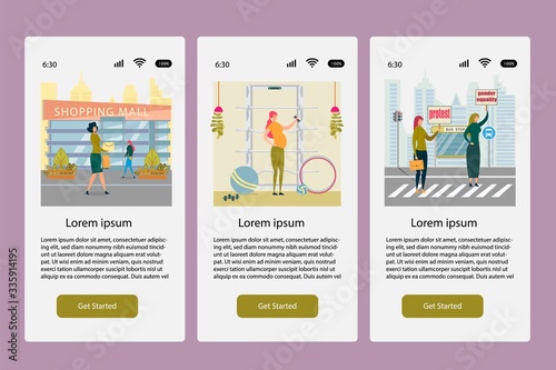 Woman Having Different Activities Website Pages.
