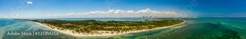 Aerial panorama Key Biscayne Crandon Park from sea © Felix Mizioznikov