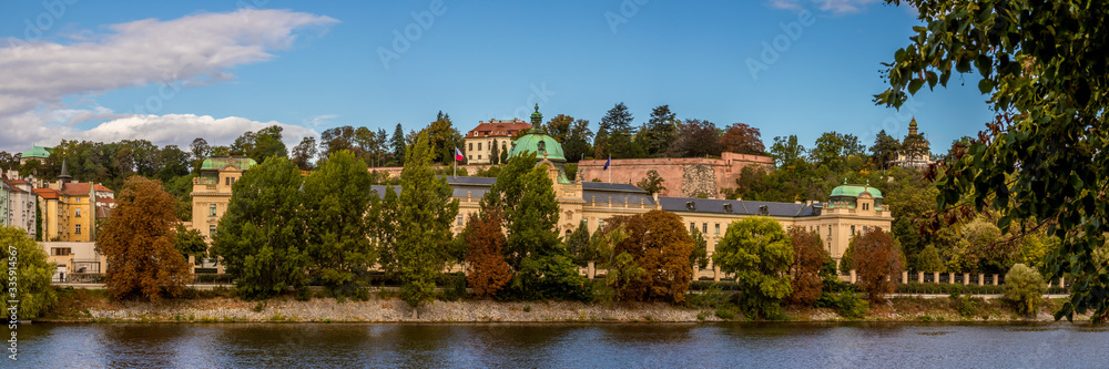 Panaromic View of the Straka Akademie across the Vlatava River, Prague, Czech Republic, 