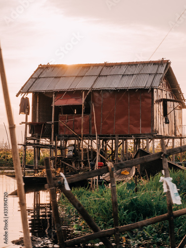 Photography Inle lake in Myanmar (Birma), fishermen in boats