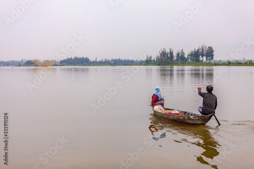 Fishing by Sampan at dawn on the Thu Bon river  Hoi An  Vietnam