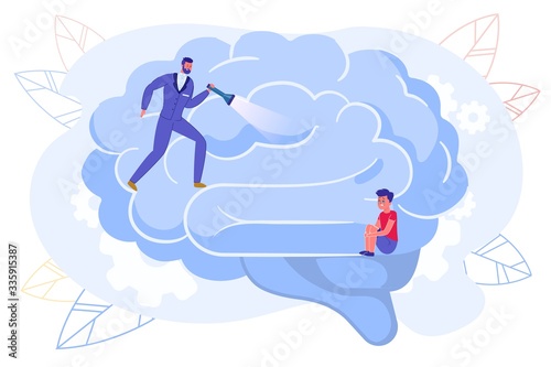 Psychotherapist Search Child Trauma in Human Head
