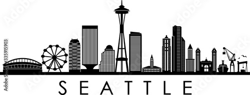 Obraz na płótnie SEATTLE City Skyline Silhouette Cityscape Vector w salonie