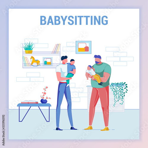 Father Spending Time with Kid, Babysitting Flat.