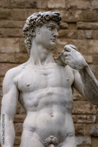 David  marble statue by Michelangelo Buonarroti, Florence, Tuscany, Italy. © gabbiere