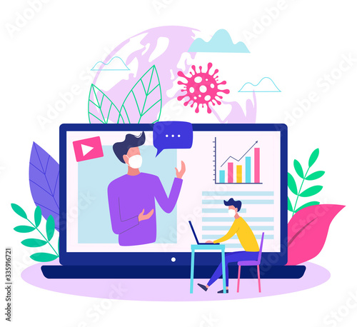 Concept of online education  during covid - 19 outbreak modern vector illustration.