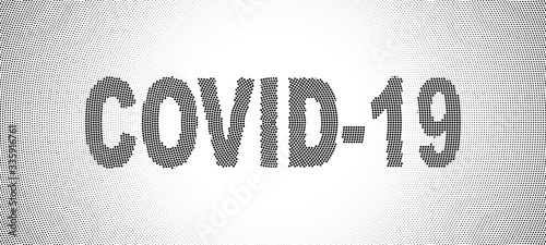 Covid-19 halftone vector illustration with circular pattern, gradient from white to grey as background